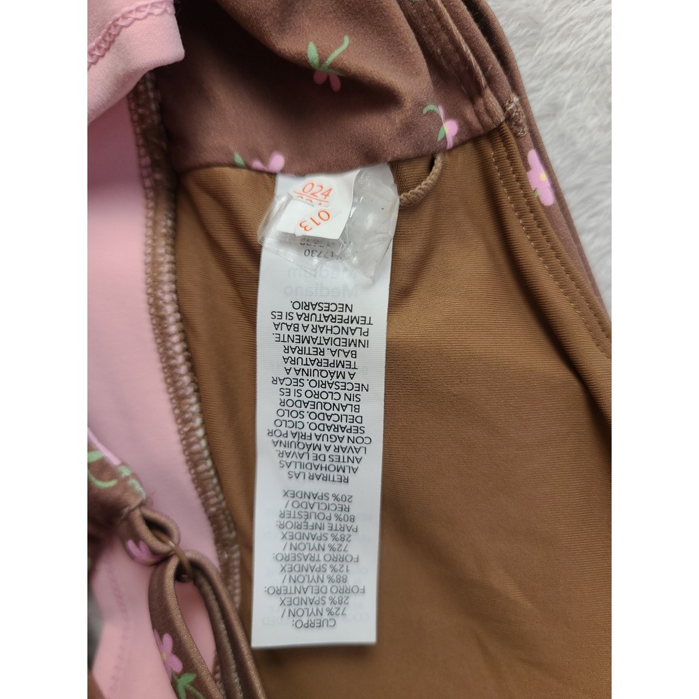 JoyLab Brown Pink Floral V-Neck Sports Bra Crossover Band Adjustable Straps M - Picture 3 of 11